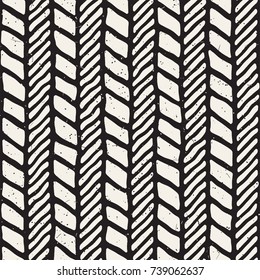 Seamless pattern with hand drawn brush strokes. Ink doodle grunge illustration. Geometric monochrome vector pattern.