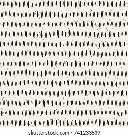 Seamless pattern with hand drawn brush strokes. Ink doodle grunge illustration. Geometric monochrome vector pattern.