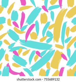 Seamless pattern hand drawn with a brush on a white background. Abstract brushstrokes.