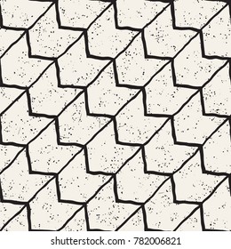 Seamless pattern with hand drawn brush strokes. Ink doodle grunge illustration. Geometric monochrome vector pattern.