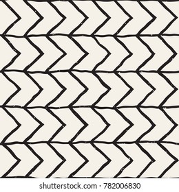 Seamless pattern with hand drawn brush strokes. Ink doodle grunge illustration. Geometric monochrome vector pattern.