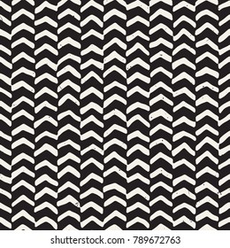 Seamless pattern with hand drawn brush strokes. Ink doodle grunge illustration. Geometric monochrome vector pattern.