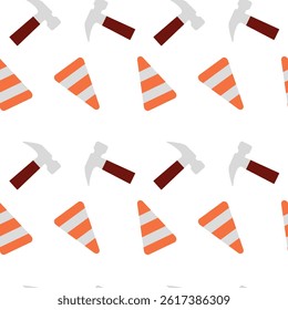 seamless pattern with hand drawn building tools
