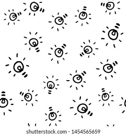 Seamless pattern Hand Drawn bulb doodle. Sketch style icon. Decoration element. Isolated on white background. Flat design. Vector illustration.