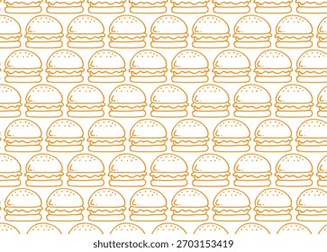 Seamless pattern of hand drawn burgers isolated on white background