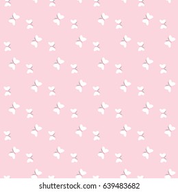 Seamless Pattern of Hand Drawn Butterflies on Pastel Pink Background