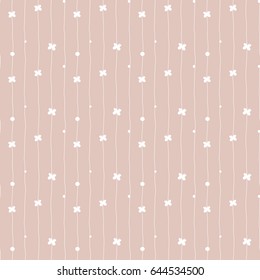 Seamless Pattern of Hand Drawn Butterflies and Line on Light Brown Background