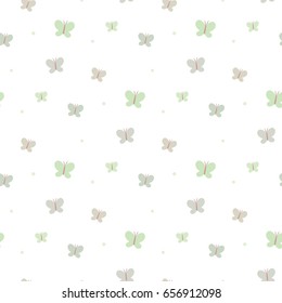 Seamless Pattern of Hand Drawn Butterflies on White Background