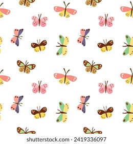 Diseño de mariposa dibujada a mano en fondo blanco