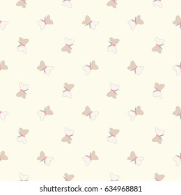 Seamless Pattern of Hand Drawn Butterfly on Yellow Background