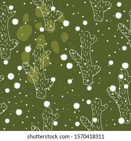 Seamless Pattern with Hand Drawn Cacti. Scandinavian Style. Vector Illustration