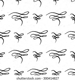 Seamless pattern with hand drawn calligraphic vignettes