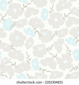 Seamless pattern with hand drawn Camellia flowers for surface design and other design projects. Line art, light-colored background