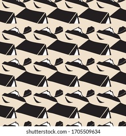 Seamless pattern of hand drawn camping