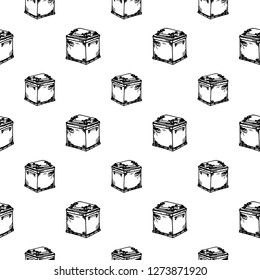 Seamless pattern Hand drawn car battery doodle. Sketch style icon. Decoration element. Isolated on white background. Flat design. Vector illustration.