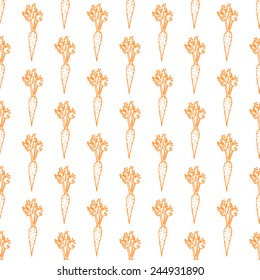 Seamless Pattern With Hand Drawn Carrot.