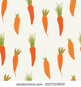 Seamless pattern with hand drawn carrots. Vector illustration.
