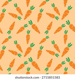 Modelo inconsútil de zanahorias dibujadas a mano, diseño juguetón del Vector vegetal para la comida, el empaquetado, o la decoración.