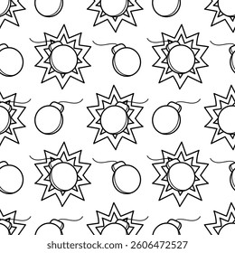 seamless pattern hand drawn cartoon bomb on white background