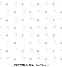 Seamless Pattern of Hand Drawn Cartoon Paws on White Background