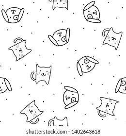 seamless pattern with hand drawn cats and dogs - Vector 