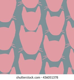 Seamless pattern with hand drawn cats. Doodle texture.