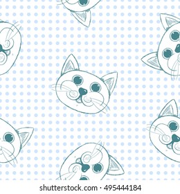 Seamless pattern with hand drawn cats