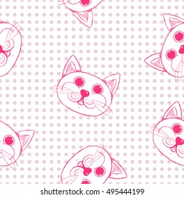 Seamless pattern with hand drawn cats