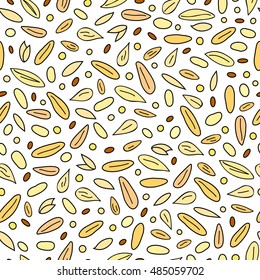 Seamless pattern with hand drawn cereal grains.