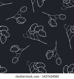 Seamless pattern with hand drawn chalk lunaria
