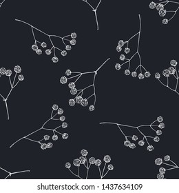 Seamless pattern with hand drawn chalk gypsophila