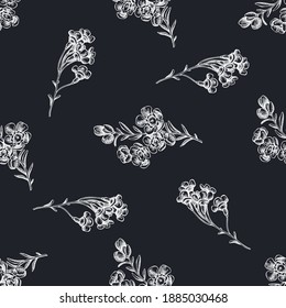 Seamless pattern with hand drawn chalk wax flower