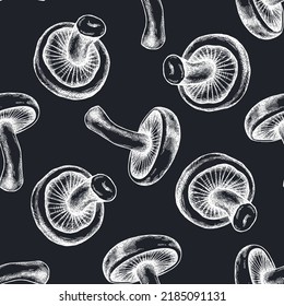 Seamless pattern with hand drawn chalk blewit