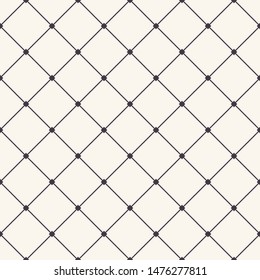 Seamless Pattern Hand Drawn Check Criss Cross Grid. Monochrome Cell Allover Print. Vector Geo Swatch