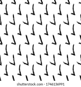 Seamless pattern with hand drawn check symbols. Black sketch check symbol on white background. Vector illustration