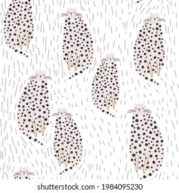 Seamless pattern with hand drawn cheetahs. Creative animal modern texture for fabric, wrapping, textile, wallpaper, apparel. Vector illustration