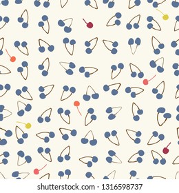 seamless pattern with hand drawn cherry