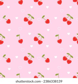 Seamless pattern with hand drawn cherry. Background for textile, wrapping paper, fashion, illustration.