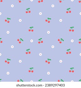 Seamless pattern with hand drawn cherry. Background for textile, wrapping paper,fashion, illustration.
