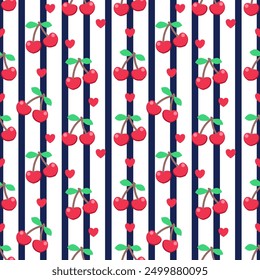 Seamless pattern with hand drawn cherry. Background for textile,wrapping paper, fashion, illustration.