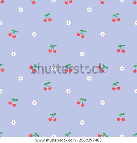 Seamless pattern with hand drawn cherry. Background for textile, wrapping paper,fashion, illustration.
