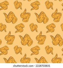 Seamless pattern with hand drawn chicken meat