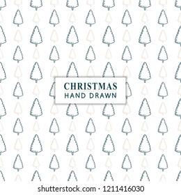 Seamless pattern with hand drawn Christmas tree