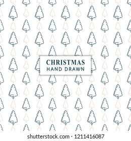 Seamless pattern with hand drawn Christmas tree