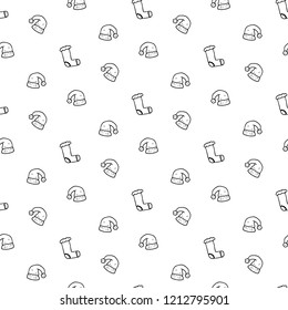 Seamless pattern hand drawn christmas hat, boot. Doodle black sketch. Sign symbol. Decoration element. Isolated on white background. Flat design. Vector illustration.