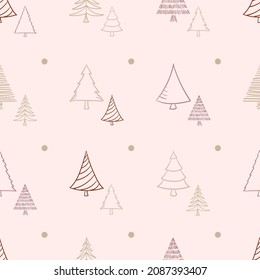 Seamless pattern with hand drawn christmas tree