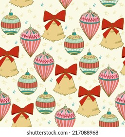 Seamless pattern with hand drawn christmas baubles.