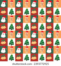 Seamless pattern with hand drawn Christmas. Background for textile, wrapping paper, fashion, illustration.