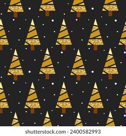 Nahtloses Muster mit handgezeichneten Weihnachtsbäumen. Vektorgrafik im einfachen Flachstil