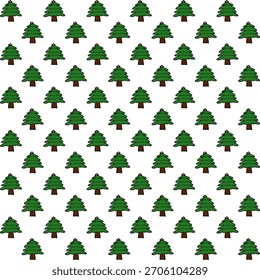 seamless pattern of hand drawn Christmas tree with star on top, merry Christmas